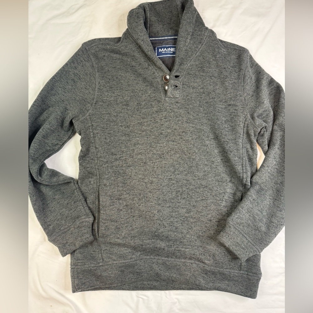 VTG MAINE Men S Blue Shawl Collar Pullover Sweater NEW ENGLAND A030225